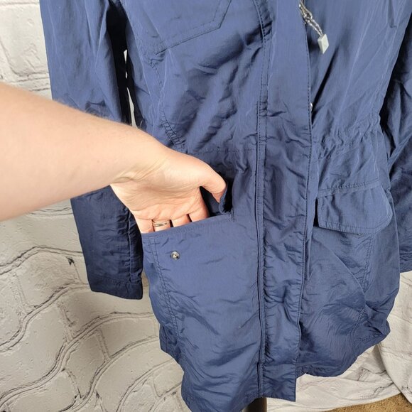 Eddie Bauer Womens S Blue Adventurer Hiking Rain Jacket Long Coat Casual - Picture 2 of 11